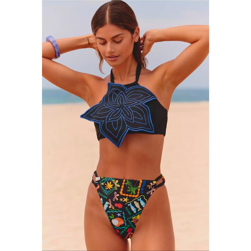 NEW Anthropologie Celandine 2 pc Set Floral Top & Bikini Bottoms. Sz M. Ret $216